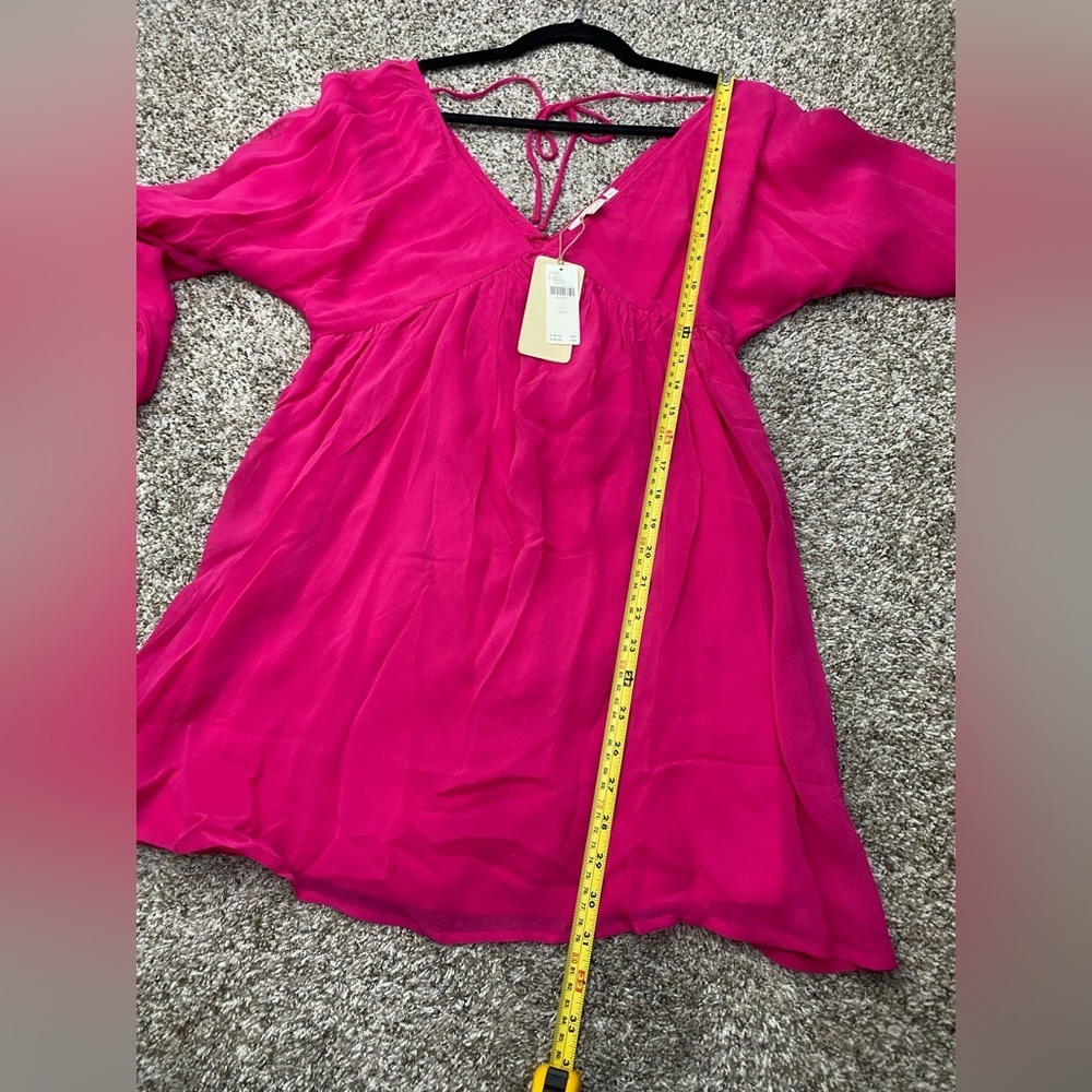 Anthropologie Forever That Girl Sheer Flowy mini dress XXS NWT Barbie Pink - Picture 7 of 13